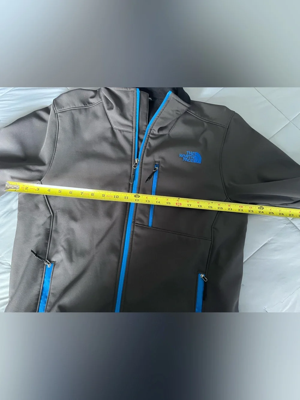 Gray and blue North face Men’s Large Full zip jacket